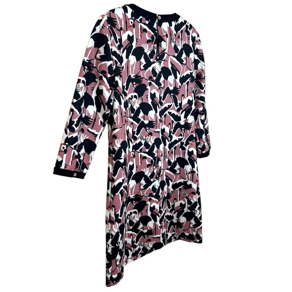 Ted Baker, Womens Shift Dress, Colour By Numbers, Crane Print - Pink Size 4 US/1 - Picture 8 of 17